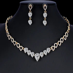 jiayijiaduo Crystal wedding jewelry set charm women's dress accessories small necklace earrings classic gift Gold color 2019 new