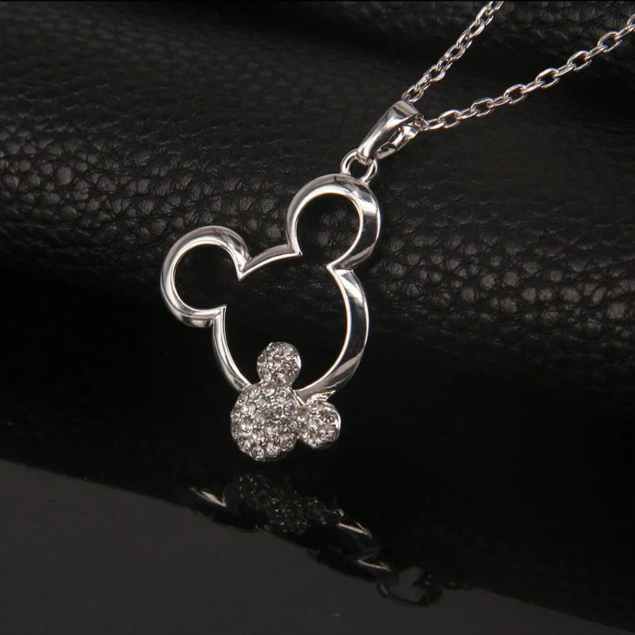Fashion Austrian Rhinestone Cute Child Crystal Mickey Necklace