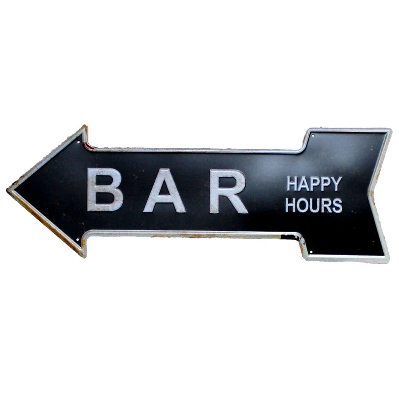 Restaurant Beach  Beer Bar Coffee Arrow Metal Irregular Tin Signs  Advertising Board Wall Pub Home Art Decor 42X10CM U-13