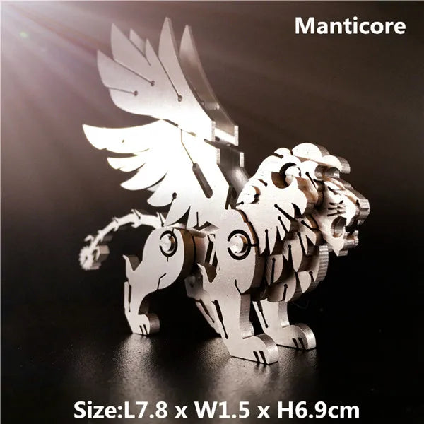 3D Metal Model Chinese Zodiac Dinosaurs western fire dragon  DIY Assembly models Toys Collection Desktop For Adult