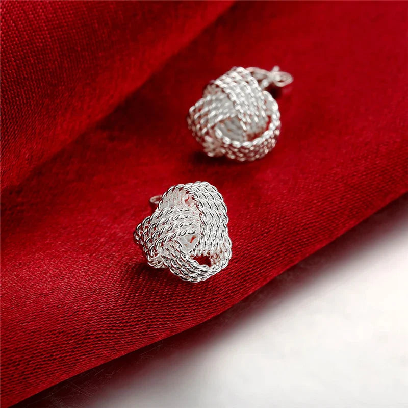 DOTEFFIL 100% Real 925 Sterling Silver Elegant Soft Winding Stud Earrings for Women Wedding Engagement Jewelry