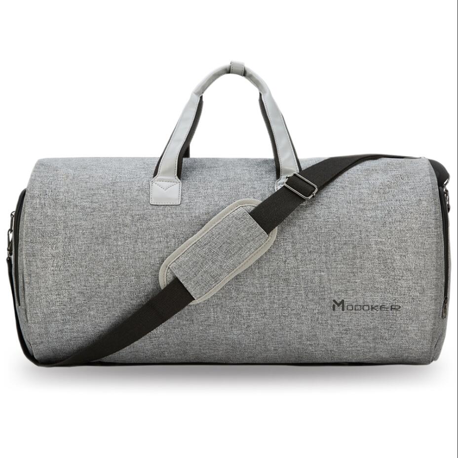 Modoker Garment Travel Bag with Shoulder Strap Duffel Bag Carry on Hanging Suitcase Clothing Business Bags Multiple Pockets Grey