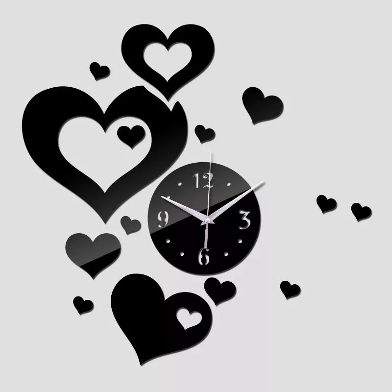 Wall Clocks Acrylic Heart DIY Mirror 3D Wall Sticker Modern Design Home Living Room Sofa Background Decoration