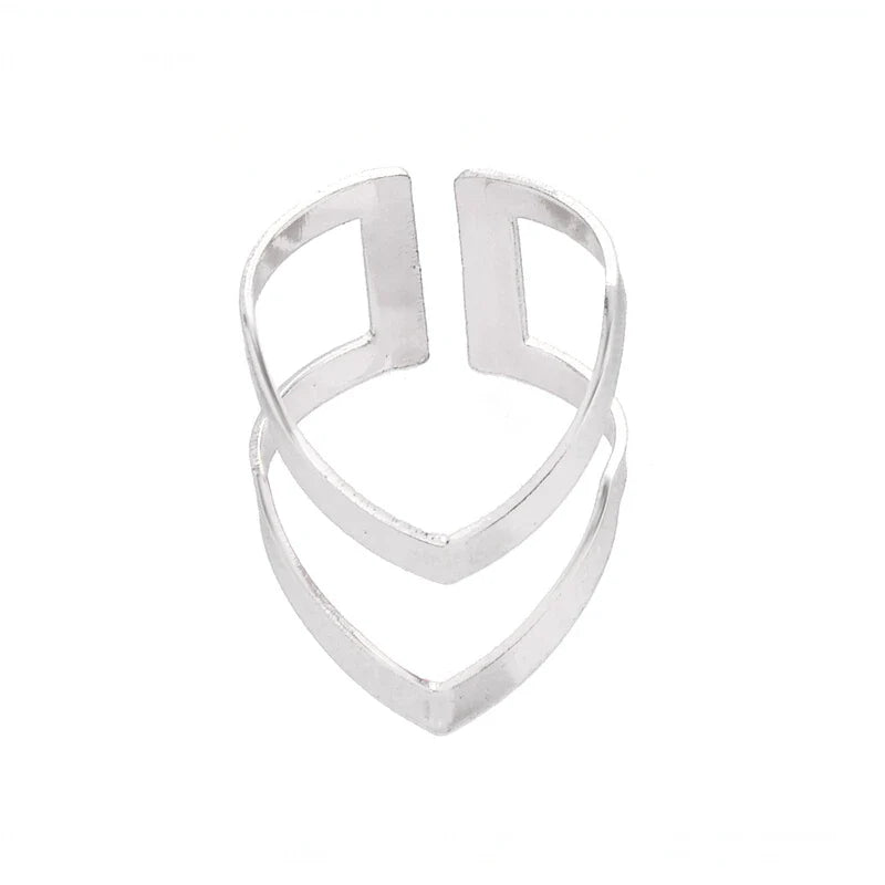 SMJEL 2023 New Fashion Boho Double Lines V Chevron Rings For Women's Gift Simple Geometric Bague Dainty Rings Femme Jewelry R248