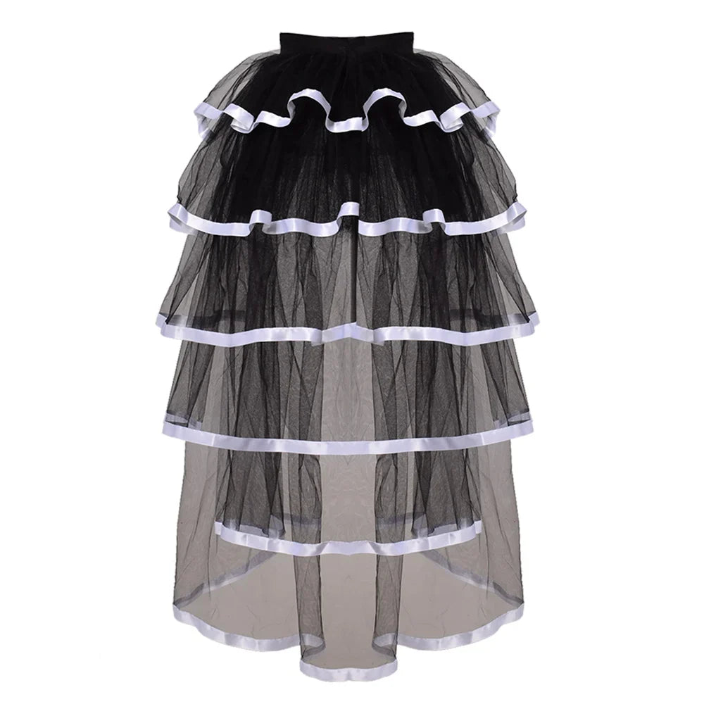 Steampunk Skirt Ruffles Tulle Overskirt Women Lady Gothic Punk Sexy Lolita Cocktail Party Puffy Mermaid Overskirts