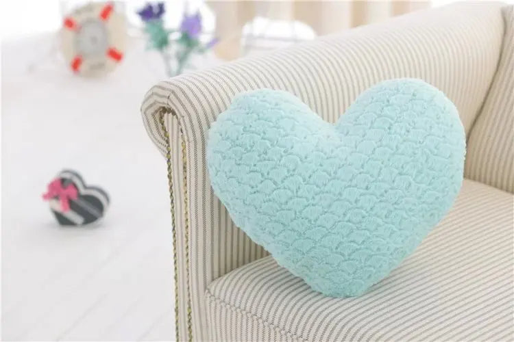 DUNXDECO Pillow Heart Shape Cushion Romantic Fresh Macaroon Umbrella Carved Stuffed Plush Fleece Doll Love Present Seat Cushion