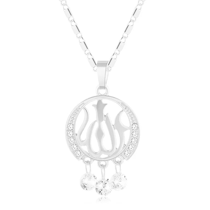 Fooderwerk Jewelry Middle Eastern Muslim Islam Allah Pendant Lady Heart Shaped Necklace Irish Women's Jewelry