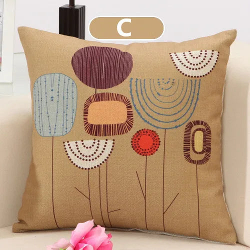1Pcs Fashion Cotton Linen Flower Pattern Throw Pillow Cushion Cover Seat Car Home Decor Sofa Bed Decorative Pillowcase 40107