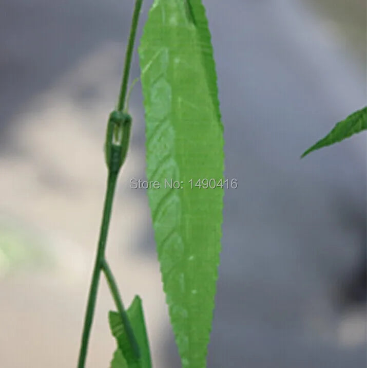50pcs Artificial wicker Leaf Vines Green Plant For Wedding Home Wall Decoration willow twig sallow  Fake Leaves Rattan