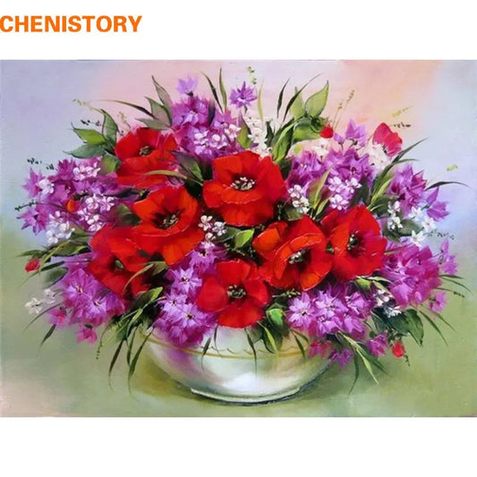 CHENISTORY Frameless Picture DIY Painting By Numbers Flowers Modern Wall Painting Acrylic Paint Home Wall Decor Artwork 40x50cm