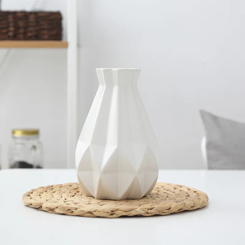 Nordic Porcelain Vase Matt Ceramic Vases Modern Flower Pot Diamond Plant Pot Study Hallway Home Decor Living Room Decoration