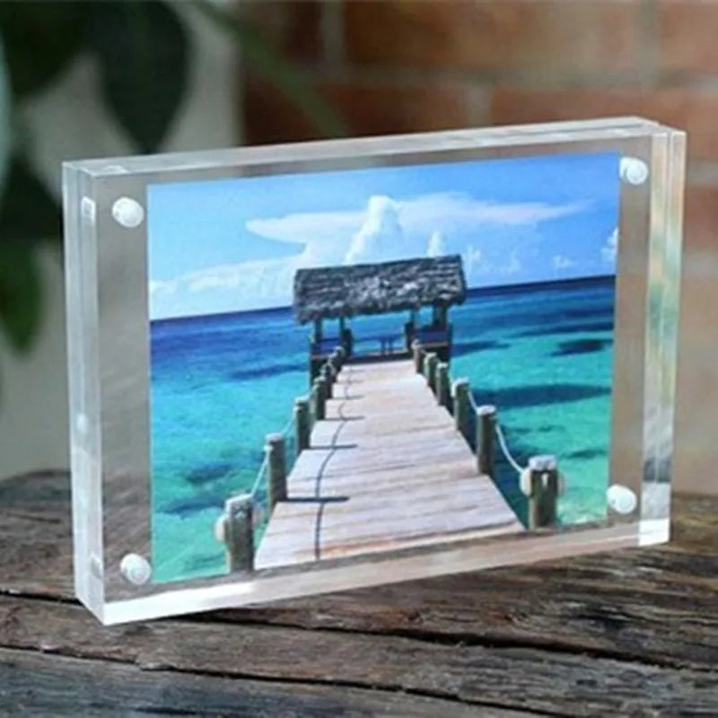 Christmas Gift 1 set Acrylic Clear Rectangle Magnet Photo Frame Sheet Europe Simple Fashion Picture Frame Plastic PMMA