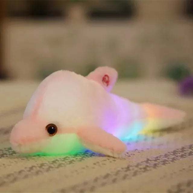 1pc 32cm Cute Creative Luminous Plush Toy Dolphin Doll Glowing LED Light Animal Toys Colorful Doll Pillow Children's Lovely Gift