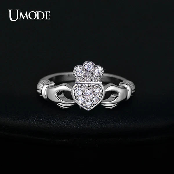 UMODE Love Heart Design Crown Hand Heart Clah-Duh Claddagh Rings For Women Christmas Gift Anel Fashion Bague UR0127
