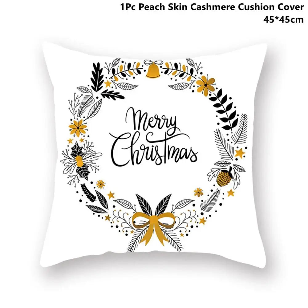 Taoup Gold Merry ChristmasTree Elk Garland Pillowcase Xmas Decor for Home Decor for Christmas Ornaments Xmas Noel New Year Gifts