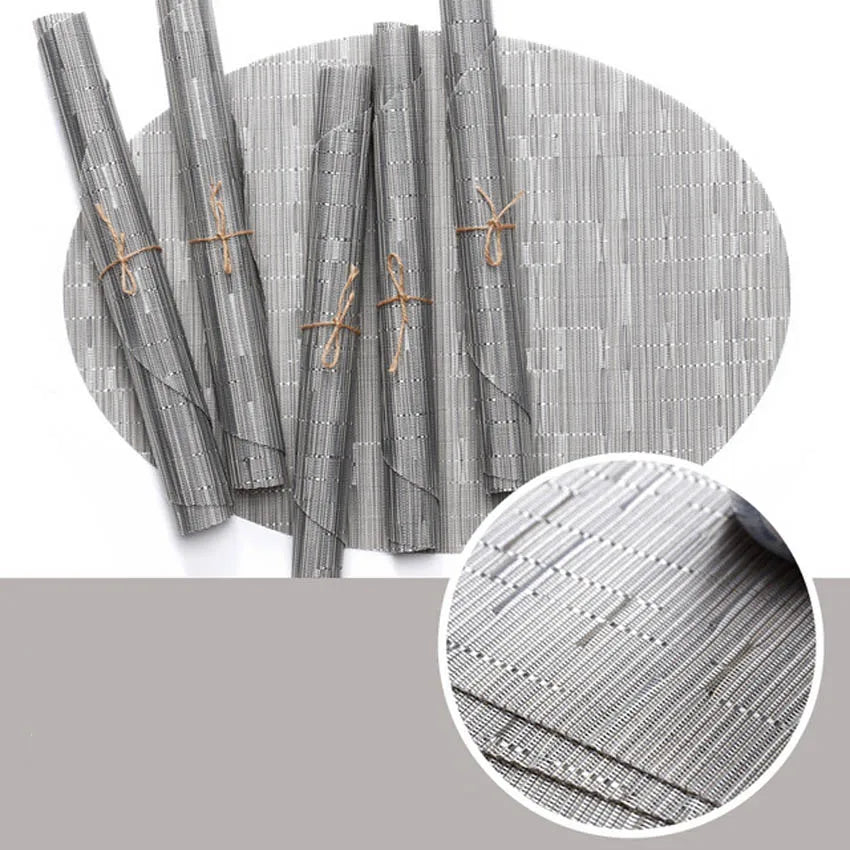 Bamboo Grain Painting Placemats Oval Table Mat Cup Bar Mat Kitchen Accessories PVC Adiabatic Can Be Washed Coffee Table Bowl Pad