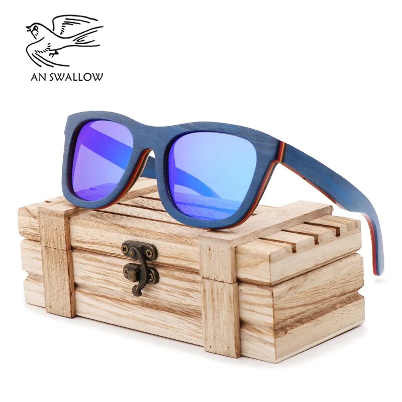 New Handmade Colored Wood Frame Multicolor Glasses Retro Fashion Square Women's Sunglasses Ultraviolet-proof TAC Sunglasses