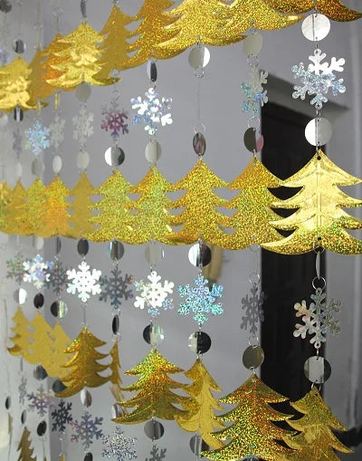 Christmas Decoration Home Curtain Snowflakes Laser sequins PVC Glitter Door Curtain Christmas tree Ornaments