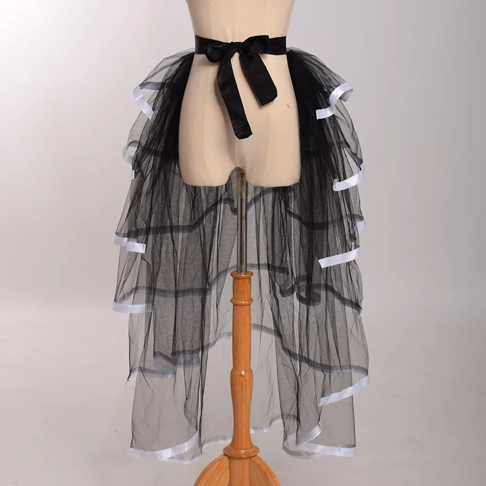 Steampunk Skirt Ruffles Tulle Overskirt Women Lady Gothic Punk Sexy Lolita Cocktail Party Puffy Mermaid Overskirts