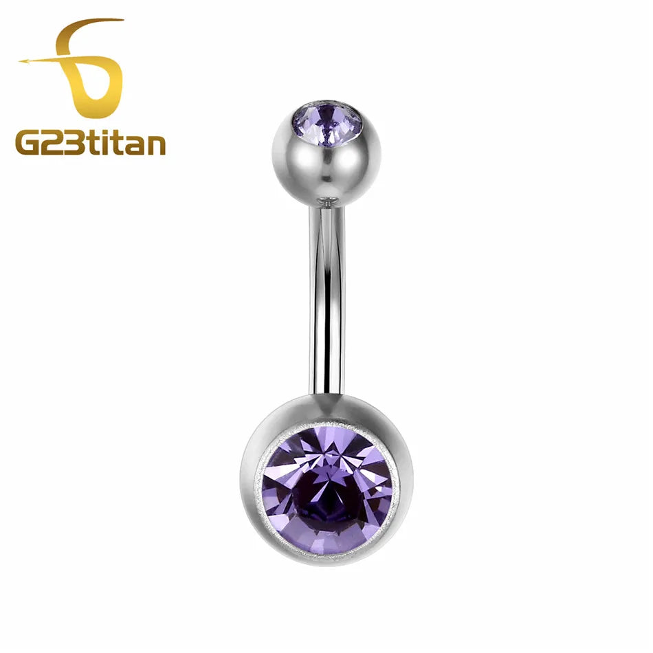 Women Sexy Summer Jewelry 14G Medical Titanium Barbell CZ Zircon Navel Piercing Bar 16G 10mm Belly Button Rings Pircing Ombligo