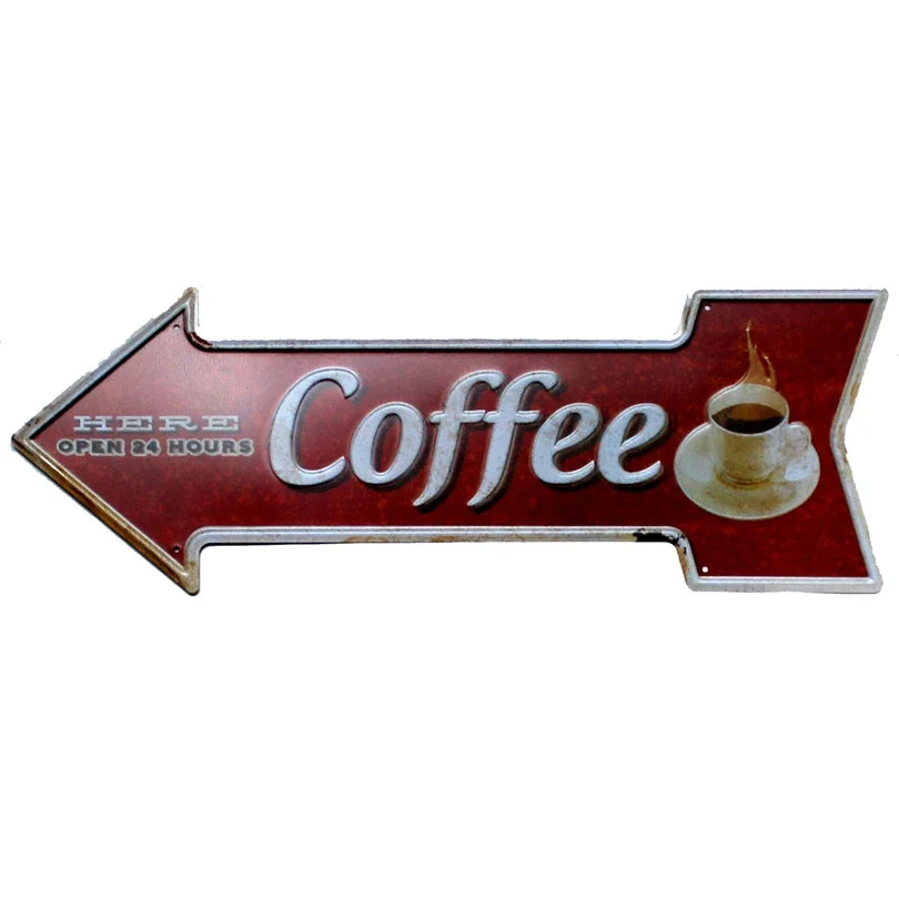 Restaurant Beach  Beer Bar Coffee Arrow Metal Irregular Tin Signs  Advertising Board Wall Pub Home Art Decor 42X10CM U-13