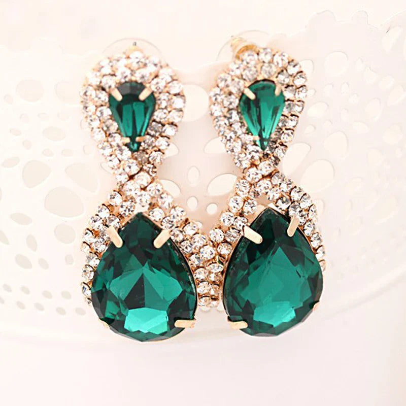 Hop Bijouterie Earring Studs Women's Droplets Shining Gold Silver Plated Crystal Drop Earrings Women Snowflake E017