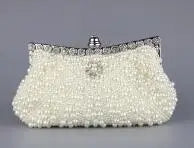 DAIWEI Women Evening Clutch Bag Ladies Wedding Bridal Handbag Pearl Beaded Diamond Day Cluthes Crystal Purse Party Wedding Beige