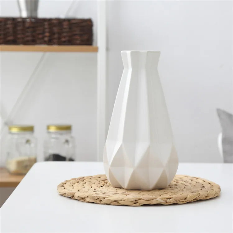 Nordic Porcelain Vase Matt Ceramic Vases Modern Flower Pot Diamond Plant Pot Study Hallway Home Decor Living Room Decoration