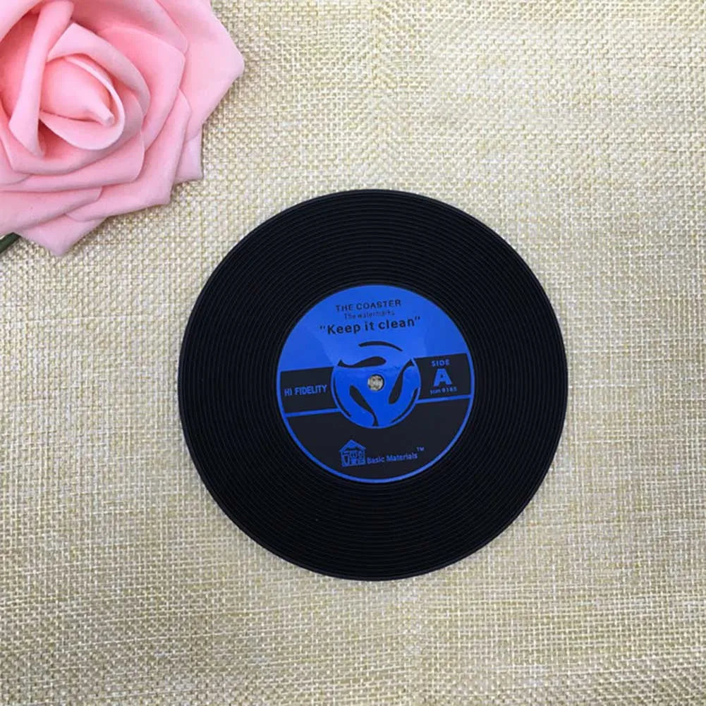 1/4Pcs/set  Retro glass coaster set Vinyl Record Drinks Mat Coasters Table Cup Mat Coffee Placemat PVC drinks Home Decor coaster
