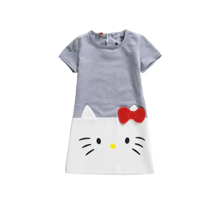 New Children Girl Cotton Clothing Cartoon Rabbit Cat Christmas Short Sleeve Dress Up Long Tees  For 2-9 Year Kid Baby,J553,J568