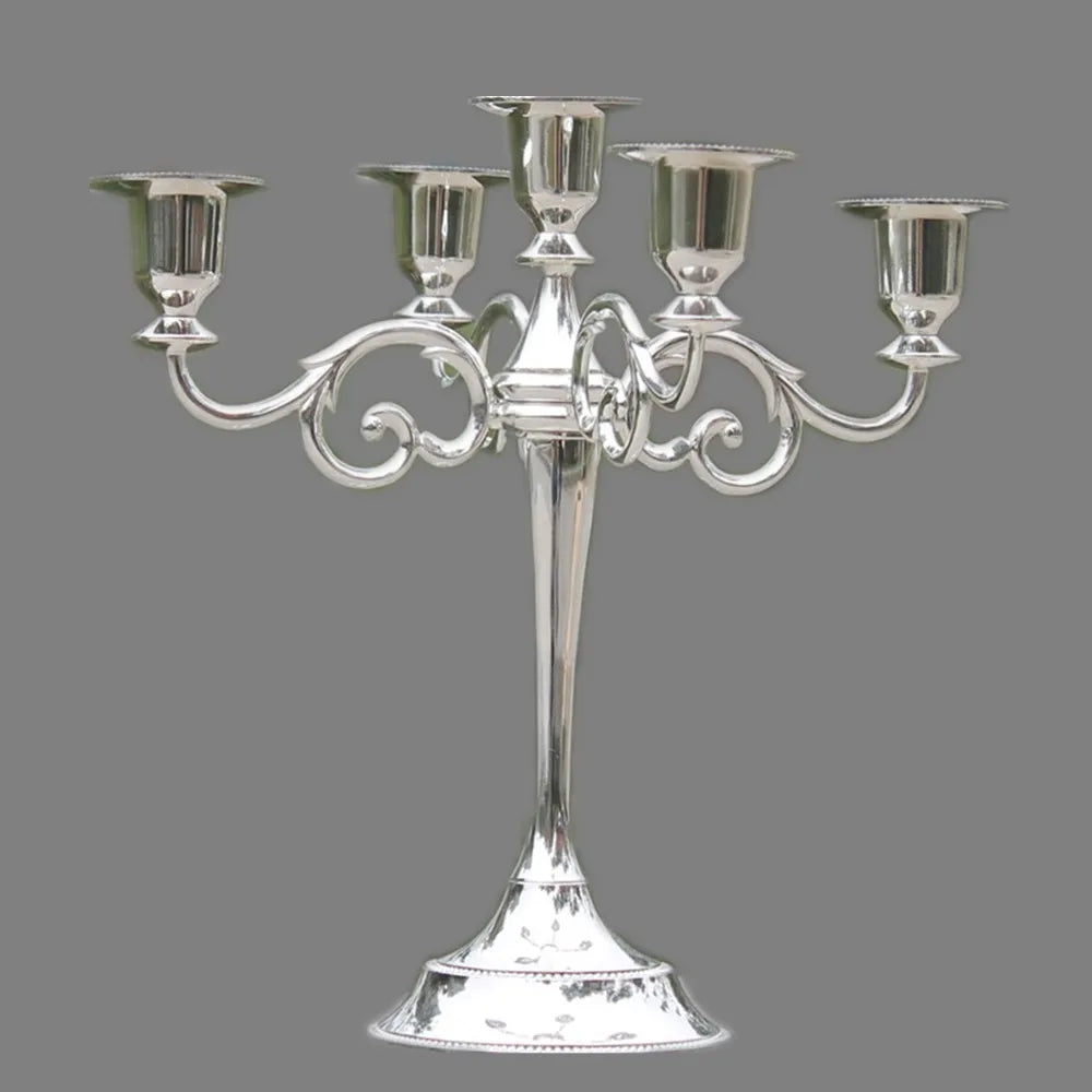 IMUWEN Silver/Gold/Bronze/Black 3-Arms Metal Pillar Candle Holders Candlestick Wedding Decoration Stand Home Decor Candelabra