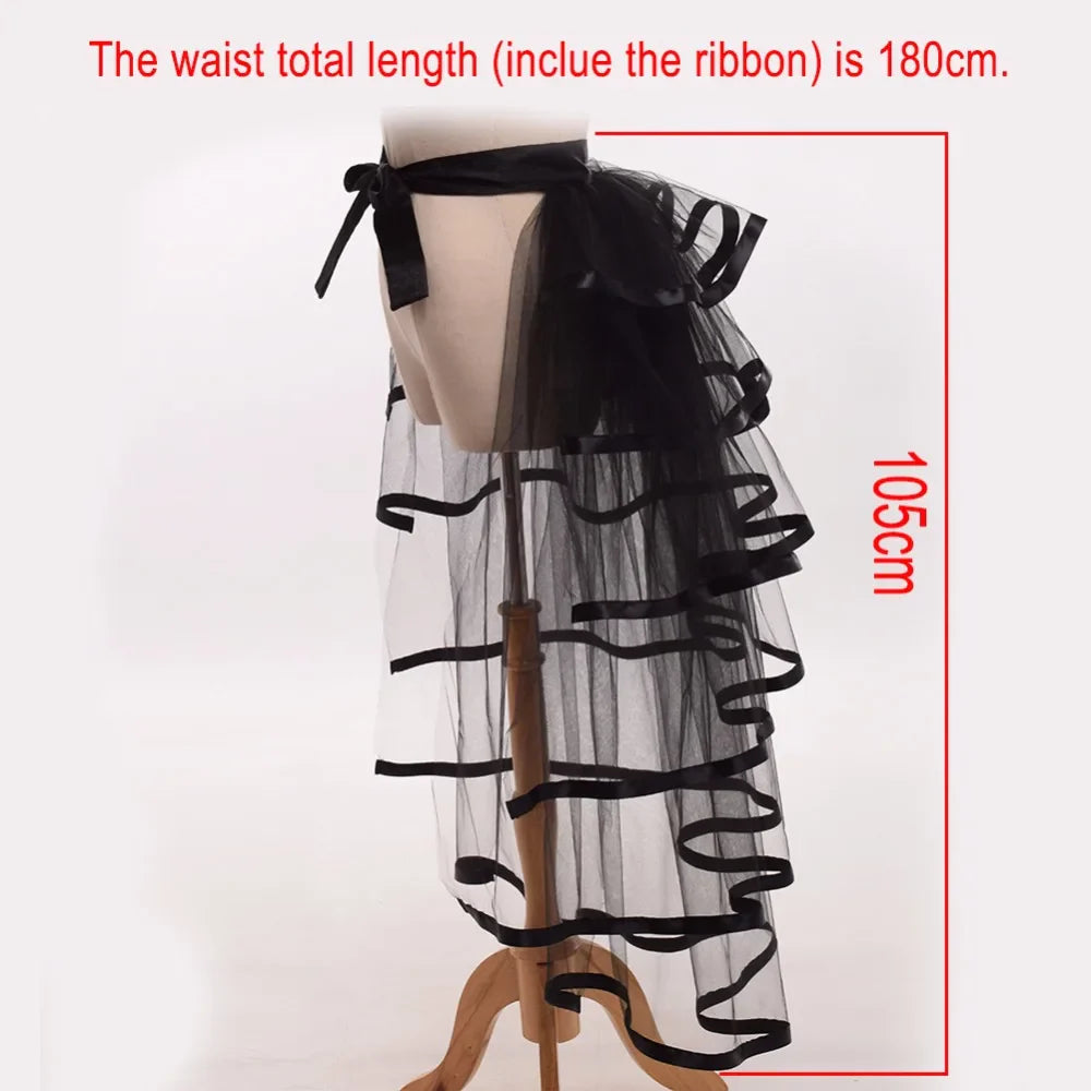 Steampunk Skirt Ruffles Tulle Overskirt Women Lady Gothic Punk Sexy Lolita Cocktail Party Puffy Mermaid Overskirts