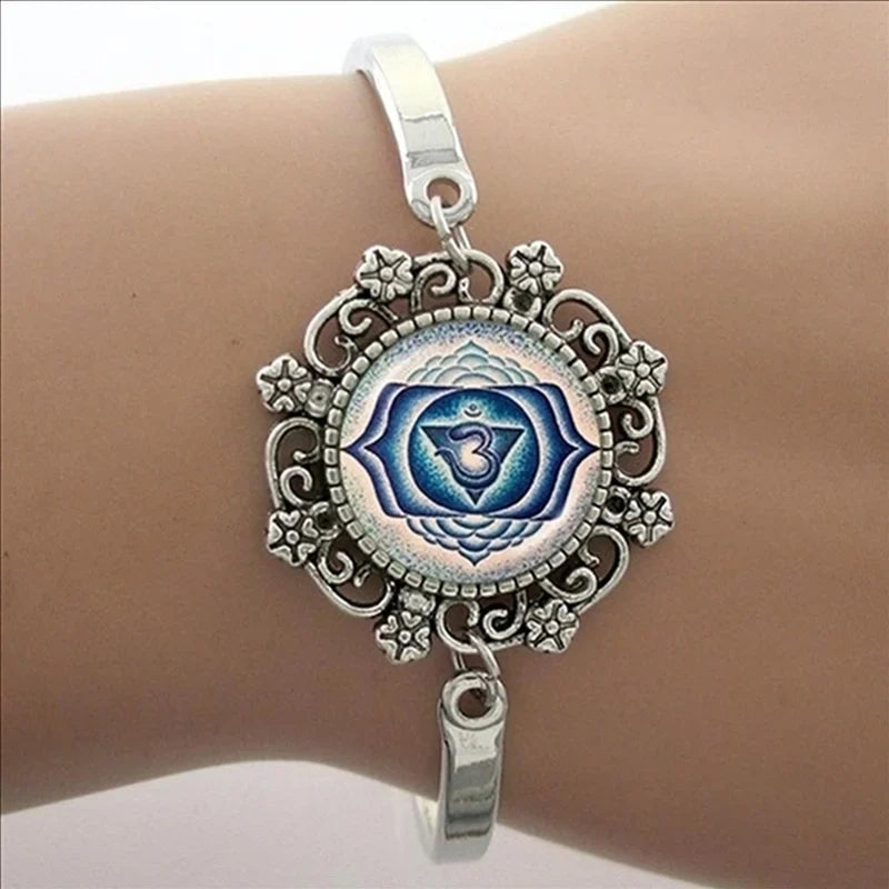 TAFREE Glass Cabochon Dome Lace Flower Charm Bracelet Women's Love Christmas Gift Good Quality Cuff Bangles