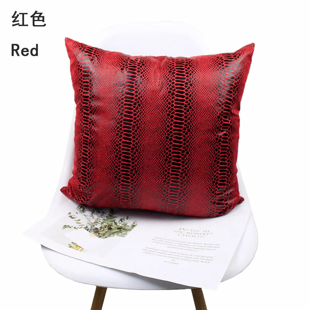 Fashion Snake Suede Thin Pure Solid Red Decorative Pillowcase Chair Cushion Car Sofa Home Decor 45x45cm 40 50 60 Custom