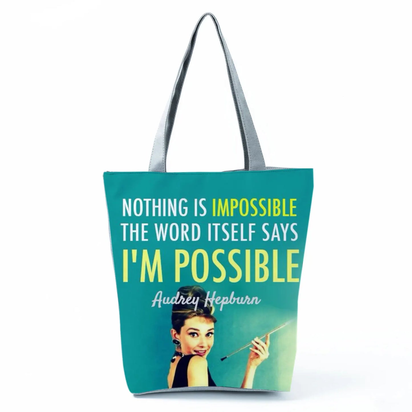 Audrey Hepburn Blowing Bubbles Printed Handbag Classic High Capacity Women Shoulder Bags Portable Eco Reusable Shopping Bags