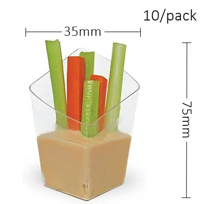 10 Pieces x Home Party Wedding Disposable Plastic Tableware Supplies, 75*62mm/100ml Mini Twisted Dessert Cup