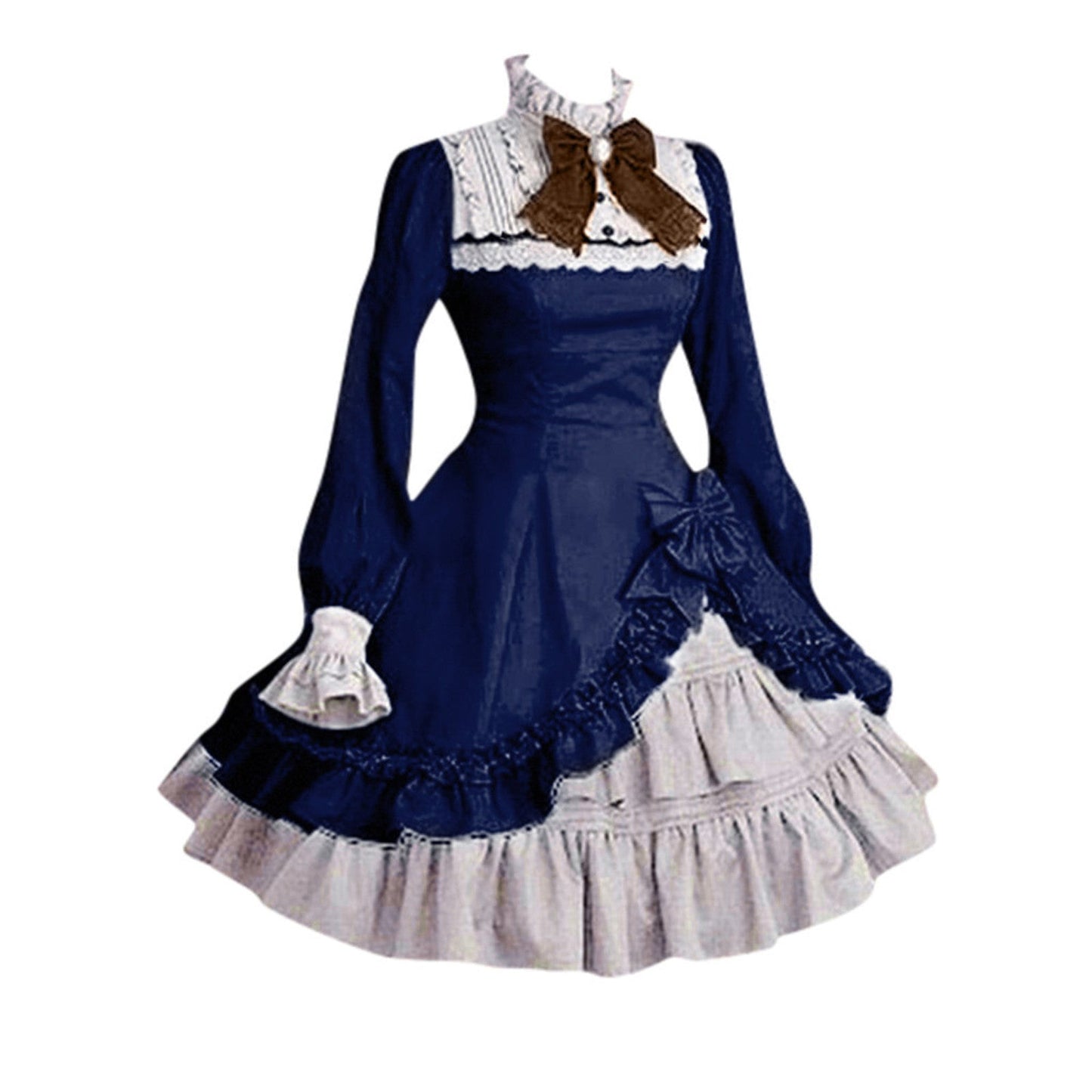 Gothic Lolita Dress For Women Cute Girls Lovely Maid Dress Vintage Ruffles Lace Medieval Elegant Party Dresses Cosplay Costume