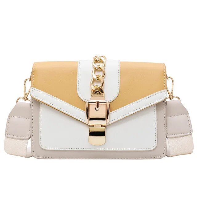 Yogodlns Small Summer Contrast Color PU Leather Crossbody Bags For Women New  Chain Shoulder Messenger Handbags Lady Hand Bag