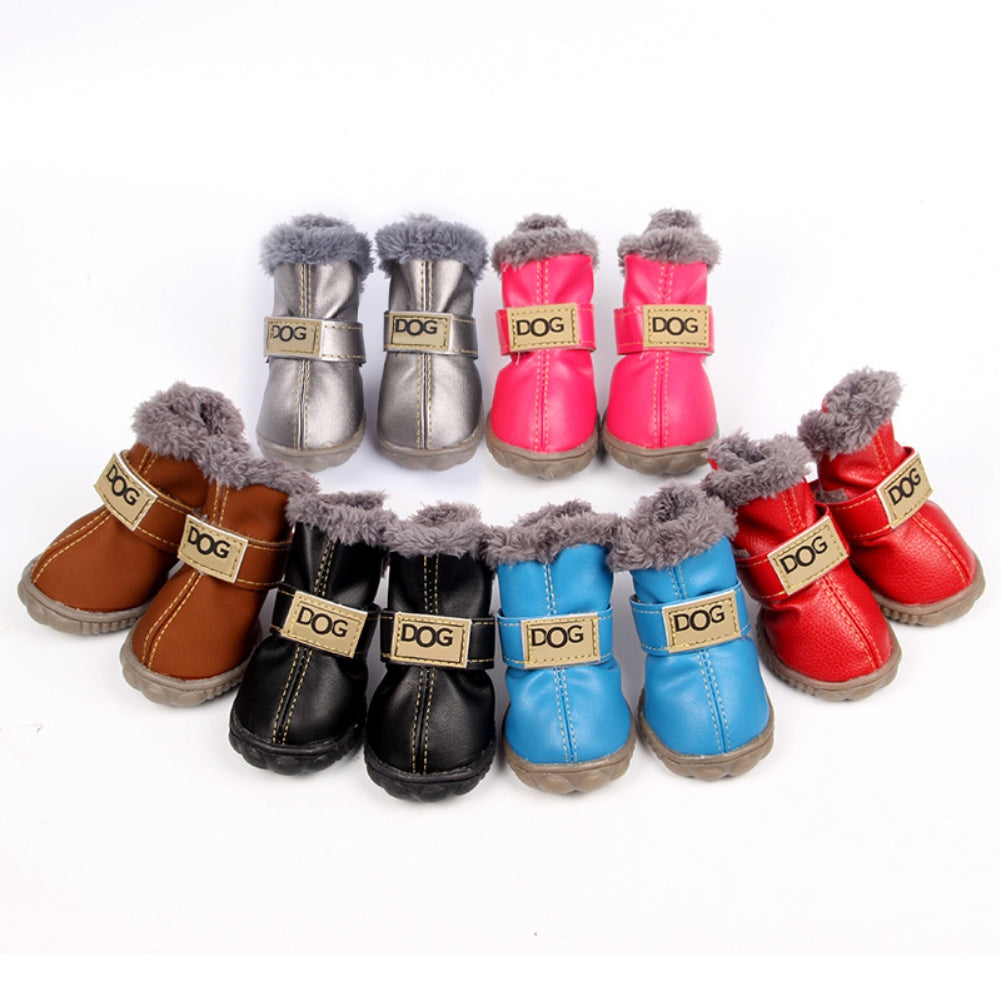 4Pcs/Set Winter Pet Dog Shoes Warm Snow Boots Waterproof Fur Small Dogs Non Slip Shoes For ChiHuaHua Pug Pet Product