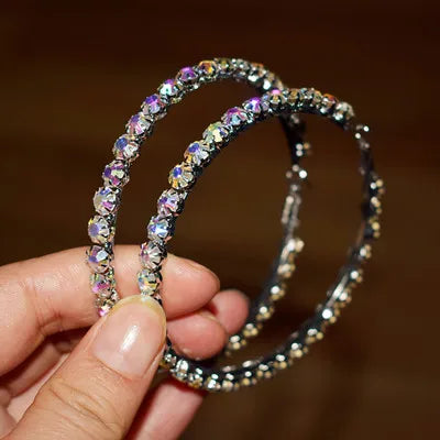 New exquisite fashion earrings jewelry geometric design round single row Rhinestone Earrings for her gift