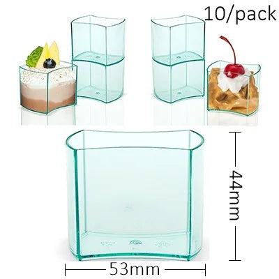 10 Pieces x Home Party Wedding Disposable Plastic Tableware Supplies, 75*62mm/100ml Mini Twisted Dessert Cup