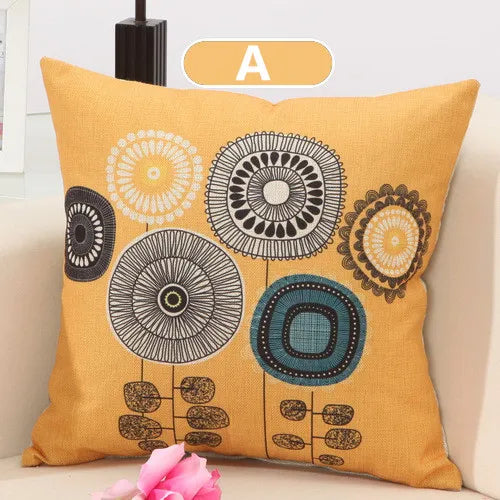 1Pcs Fashion Cotton Linen Flower Pattern Throw Pillow Cushion Cover Seat Car Home Decor Sofa Bed Decorative Pillowcase 40107