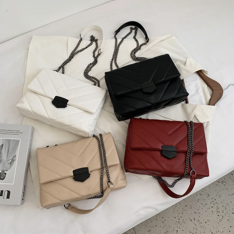 Embroidery Thread Small PU Leather Crossbody Bags For Women 2021 Trend Hand Bag Women's Branded Trending Shoulder Handbags