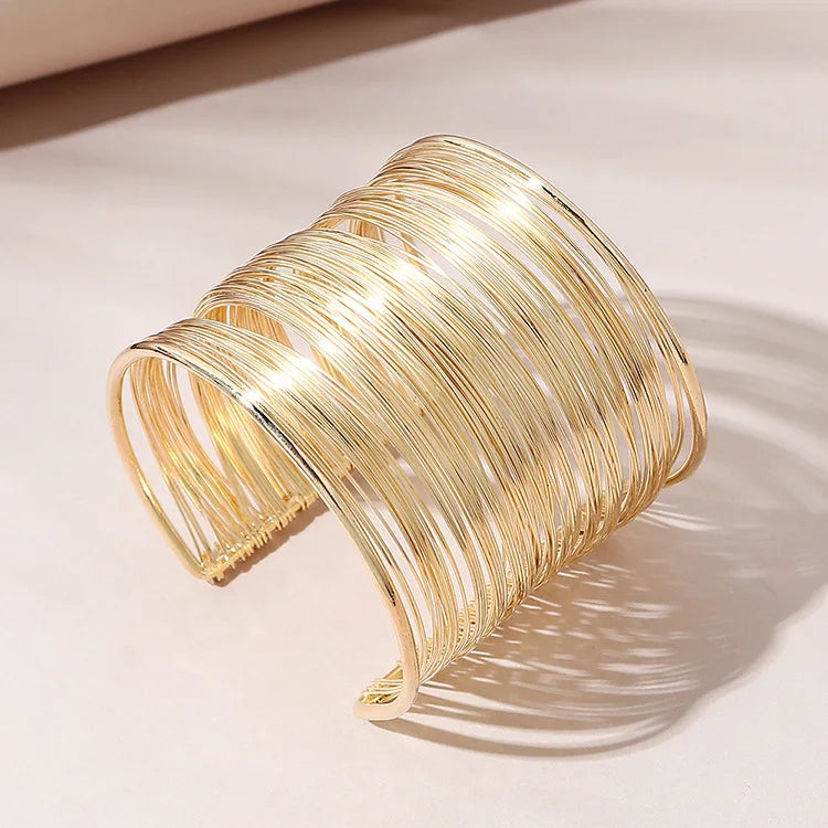 Exaggerated Wire Mesh Open Wide Bracelet Ins Small Fashion Net Red Metal Bracelet Women's Jewelry Charm Bracelets for Women