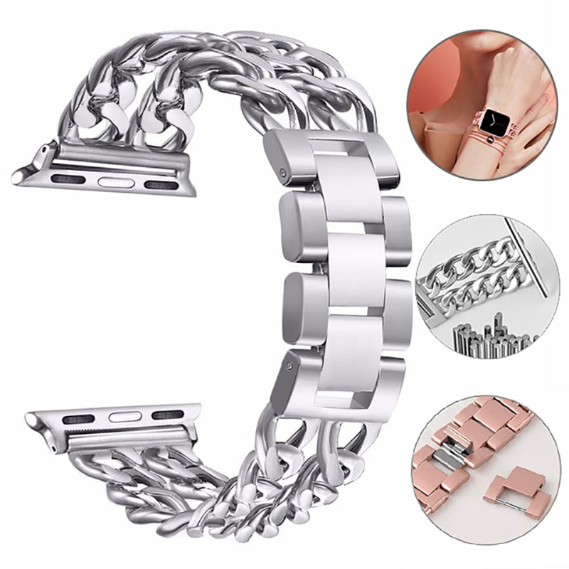 Stainless Steel Band For Apple Watch 6 SE 5 4 3 2 Band 40mm 44mm strap wristband Metal Band for iWatch Series 6 5 4 3 38mm 42mm