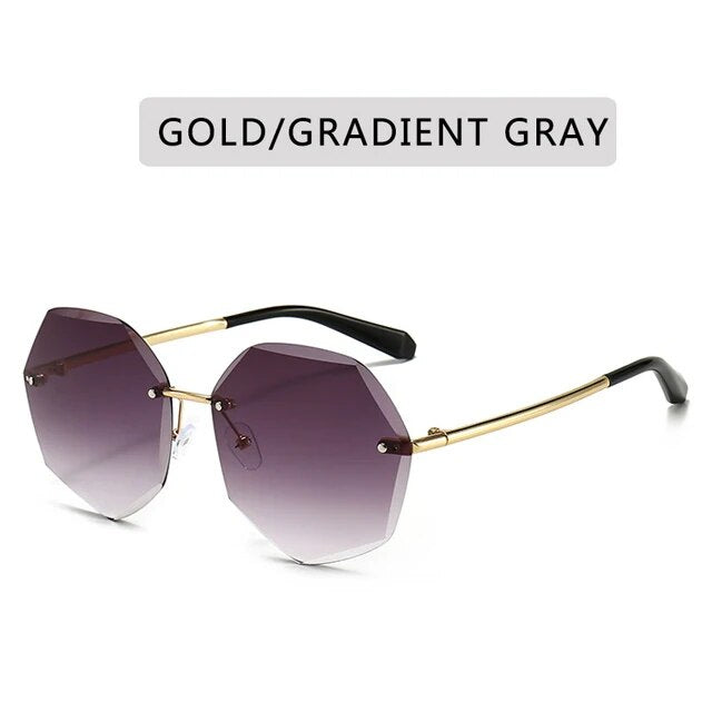 YOOSKE Rimless Women's Sunglasses Fashion Gradient Lenses Sun glasses Lady Vintage Alloy Legs Classic Designer Shades UV400