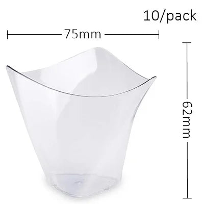10 Pieces x Home Party Wedding Disposable Plastic Tableware Supplies, 75*62mm/100ml Mini Twisted Dessert Cup