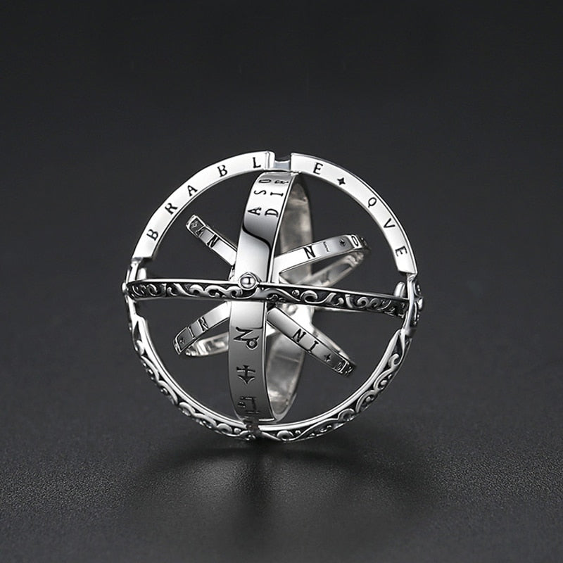 Astronomy Ball Rings Openable Rotate Sphere Cosmic Planet letter Ring Women Fashion Jewelry 7-12 Size