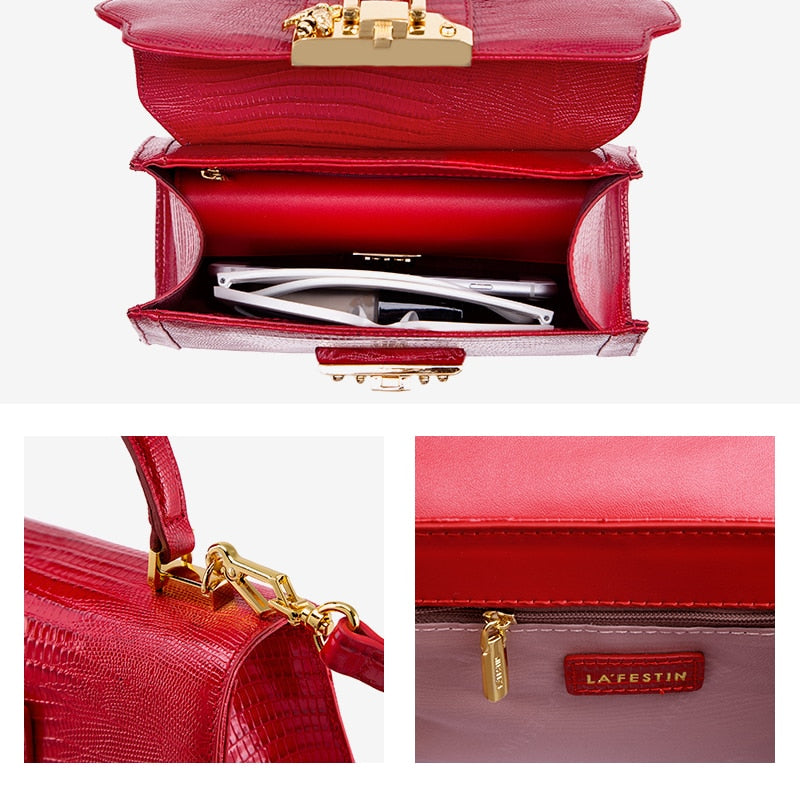LA FESTIN 2021 New Women Serpentine Messenger Luxuury Leather Handbag Fashion Classic Crossbody One-shoulder Top Handle Tote Bag