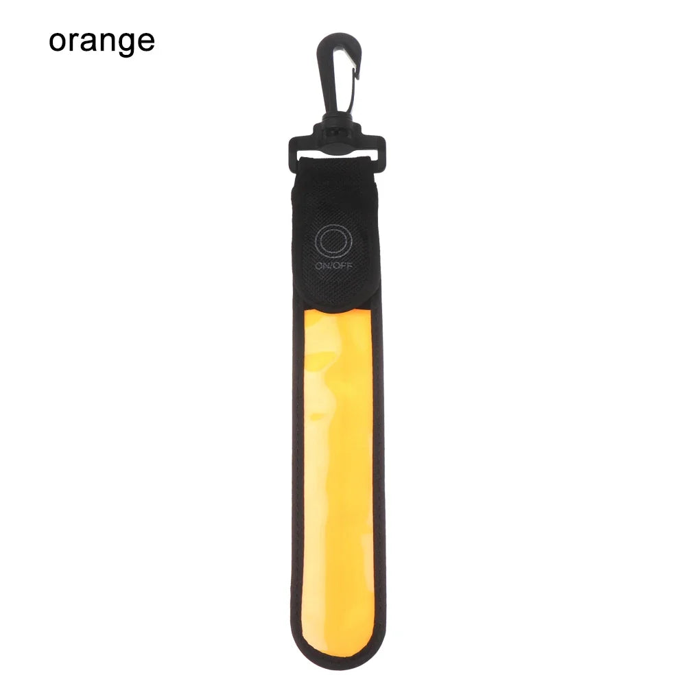 1Pc LED Glowing Luminous Reflective Safety Alert Hand Strap Wristband Bicycle Armband Light Backpack Hanging Light Night Running